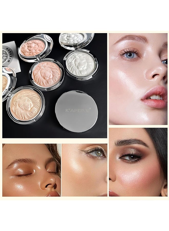 KAPEINE Face Highlighter Palette,Pink Glitter Eyeshadow Pearl Shimmer Single Makeup Kit High Glossy Face Makeup Palette Sparkling Highlighter Makeup Palette Smooth Baked Lasting Shining Makeup-03 - Image 4